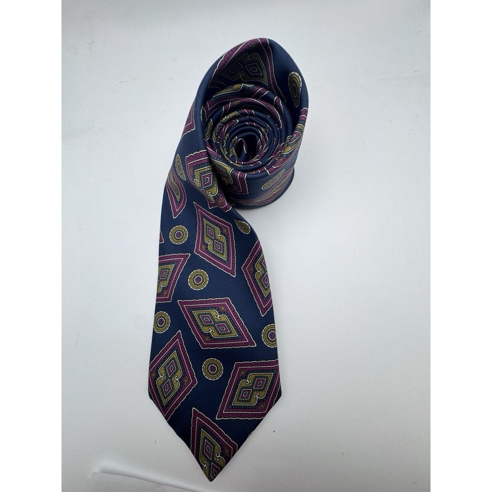 Vintage 1980s Henry Grethel Paisley Silk Tie - Woven in Italy Made in USA - Picture 5 of 6